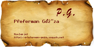 Pfeferman Géza névjegykártya